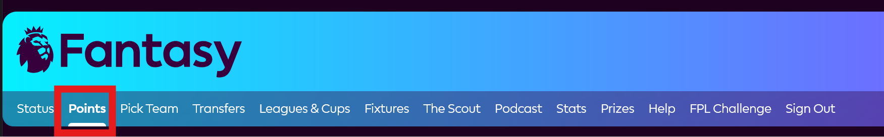 Points tab